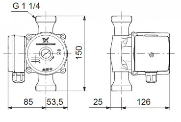 GRUNDFOS Pumpe 230V UP20-45N 150