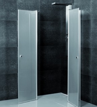 PERFECTA Flex Dusch-Pendeltüren mit 2 Festteilen, Eckeinstieg 1000 x 1000 mm