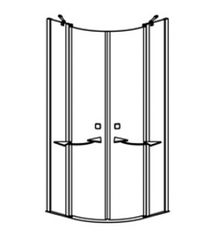 PERFECTA Flex gebogene Dusch-Pendeltüren mit 2 Festteilen 1000 x 1000 mm