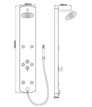 Duschpaneel LED Regendusche Aluminium weiß