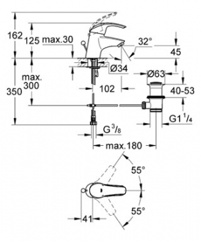 GROHE Eurosmart Einhand-Waschtischbatterie, 1/2"