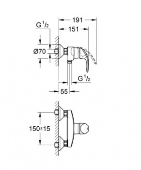 GROHE Eurosmart Einhand-Brausebatterie, 1/2"