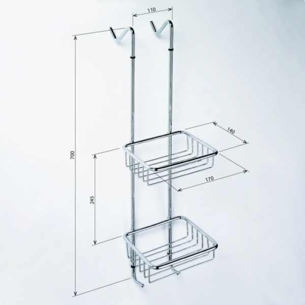 CYTRO Doppelseifenkorb zum Aufhängen 700 x 170mm | CY103