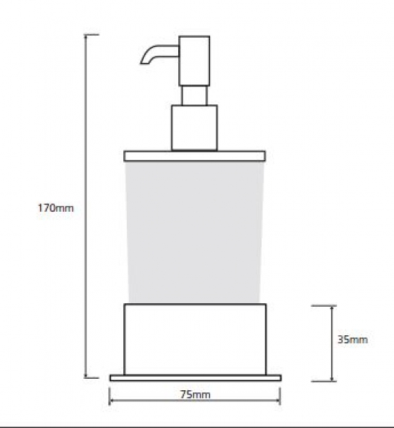 FREESTANDING Seifenspender Eckig / Glas satiniert, chrom