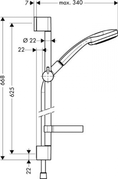 HANSGROHE Brausegarnitur Croma 100 Vario 65 cm, verchromt