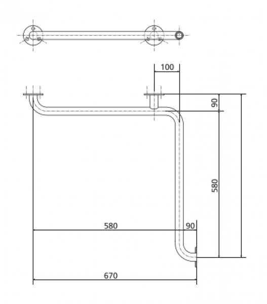 PERFECTA Duschgriff 710 x 710 mm