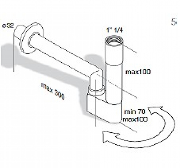 MS-Design Siphon mit drehbaren Siphon, Messing verchromt