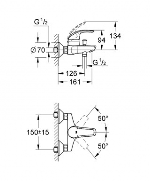 GROHE Eurosmart Einhand-Wannenbatterie, 1/2"